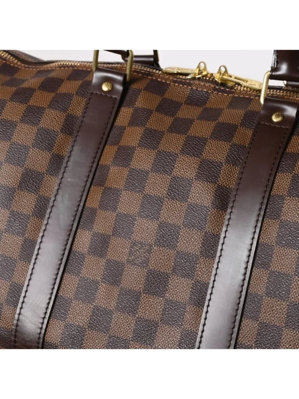 Louis Vuitton Keepall Bandouliere 55 Boston Bag Damier Ebene Brown Gold